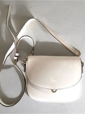 Minimalist Cream Crossbody Bag with Gold Accent
